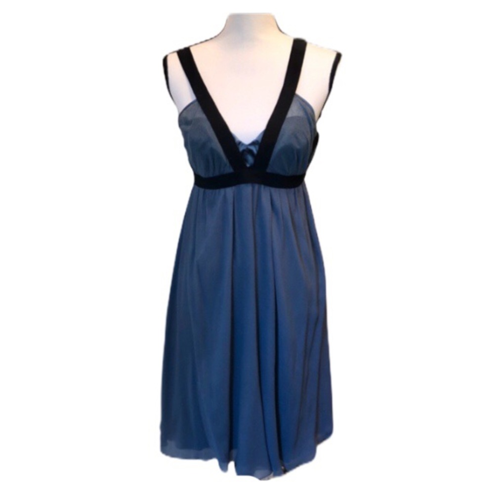 Tufi Duek 100% Silk Blue/Gray Dress & Black Straps